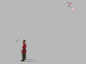 Children play kite 3D 모델
