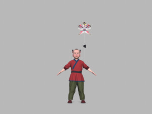 Children play kite 3D 모델