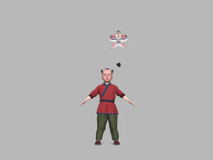 Children play kite 3D Model