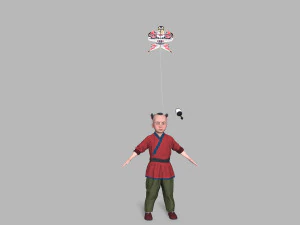 Children play kite 3D Model