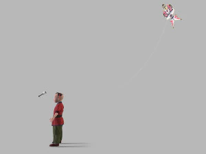 Children play kite 3D Model