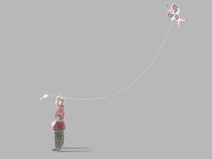 Children play kite 3D Model