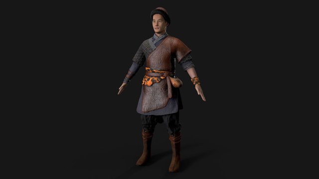 Hunter asian people 3D Модель .c4d .max .obj .3ds .fbx .stl .blend