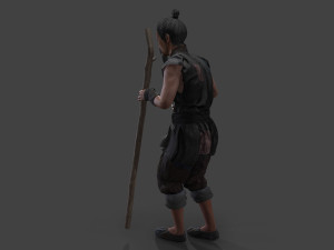 Asian people oldman character 3D Model