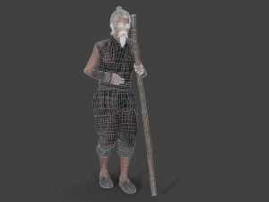 Asian people oldman character 3D Model