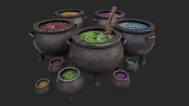 cauldron set 3d Modèle 3D .c4d .max .obj .3ds .fbx .stl .blend 