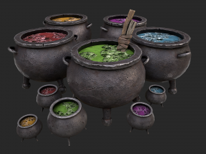 cauldron set 3d 3D Model