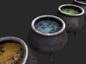 cauldron set 3d Modèle 3D