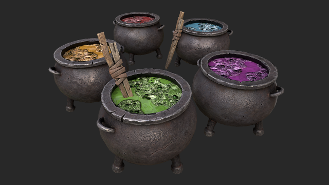 3d witch cauldron 3D-Modell .c4d .max .obj .3ds .fbx .stl .blend 