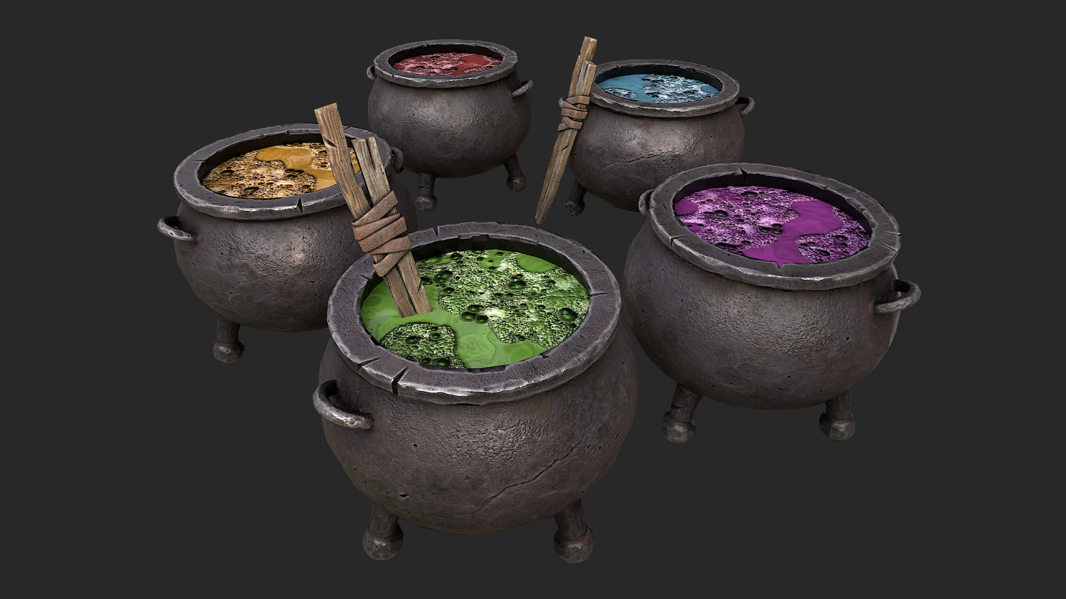 3d witch cauldron 3D Model .c4d .max .obj .3ds .fbx .stl .blend 