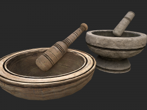 mortar and pestle medieval set 3D मॉडल