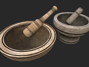mortar and pestle medieval set 3D 模型