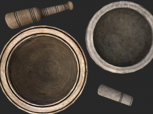 mortar and pestle medieval set 3D 模型