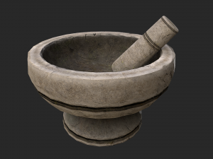 mortar and pestle medieval set 3D 模型