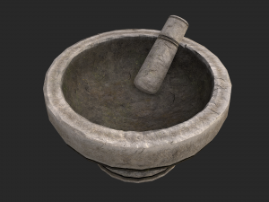 mortar and pestle medieval set 3D 模型