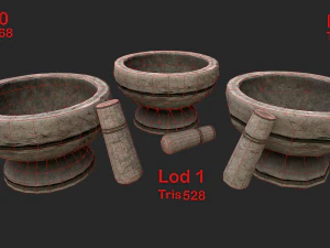 3d stone mortar and pestle 3D Model