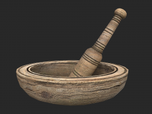 wooden mortar and pestle 3D मॉडल