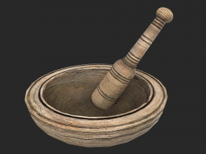 wooden mortar and pestle 3D Model