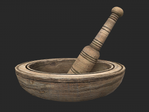 wooden mortar and pestle 3D Model