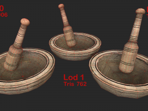 wooden mortar and pestle 3D Model