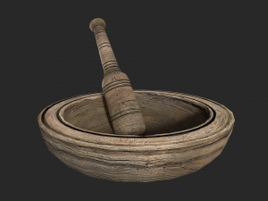 wooden mortar and pestle 3D Model