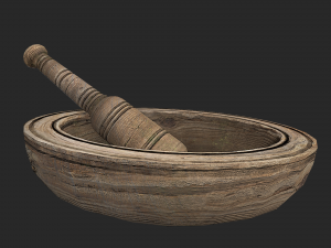 wooden mortar and pestle 3D Model