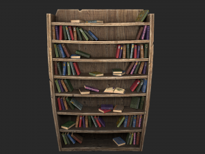 medieval library furniture set model Model 3D