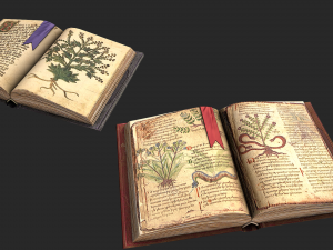 herbalist books set Model 3D