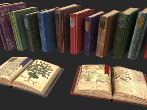 herbalist books set 3D Model