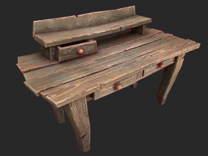medieval lab table 3d Modello 3D