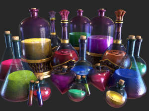 health potion bottle set 3D Model