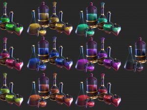 health potion bottle set Modelo 3D