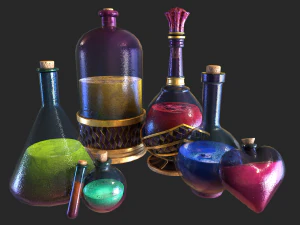 health potion bottle set 3D Model