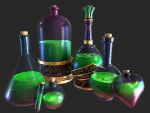 health potion bottle set Modelo 3D