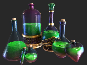 health potion bottle set 3D Model