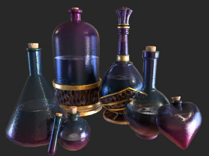 health potion bottle set 3D Model