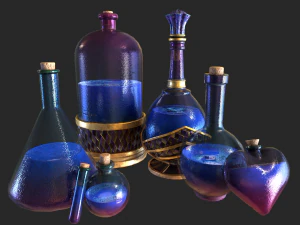 health potion bottle set 3D Model