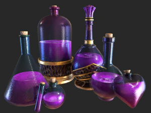 health potion bottle set 3D Model