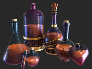 health potion bottle set 3D Model