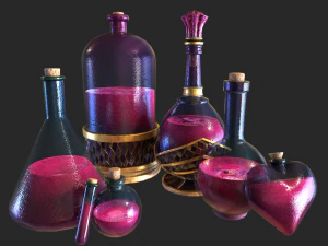 health potion bottle set 3D Model