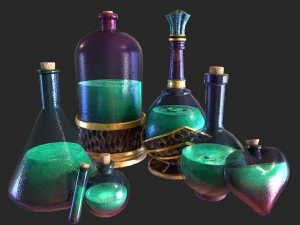 health potion bottle set 3D Model
