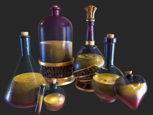 health potion bottle set Modelo 3D