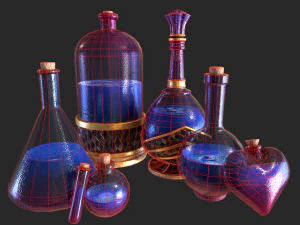 health potion bottle set 3D Model
