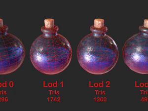 health potion bottle set 3D Model