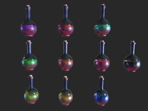 health potion bottle set Modelo 3D