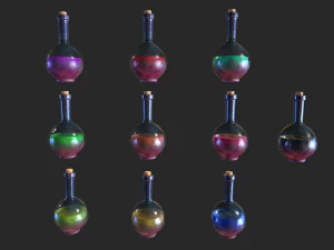 health potion bottle set 3D Model