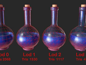 health potion bottle set 3D Model