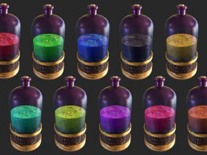 health potion bottle set 3D Model