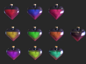 health potion bottle set 3D Model