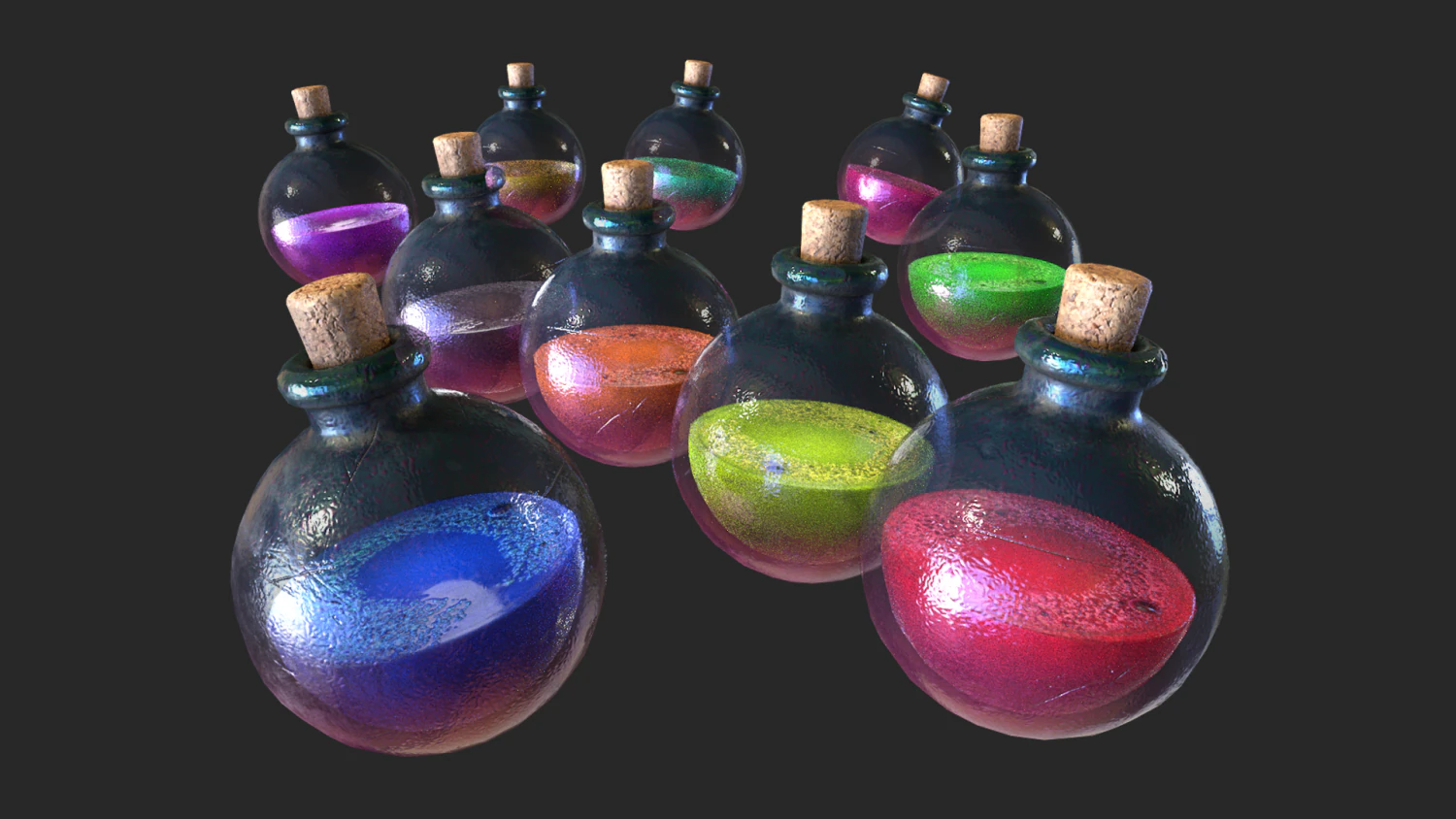 Healing Potion Magic Elixir Bottle of Liquid 3D Model .c4d .max .obj .3ds .fbx .stl .blend 